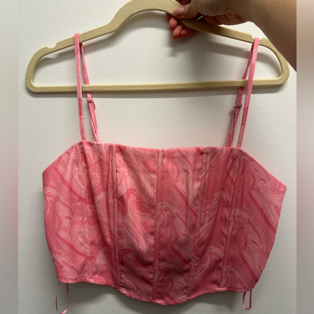 Le Lis Pink Swirl Corset Top